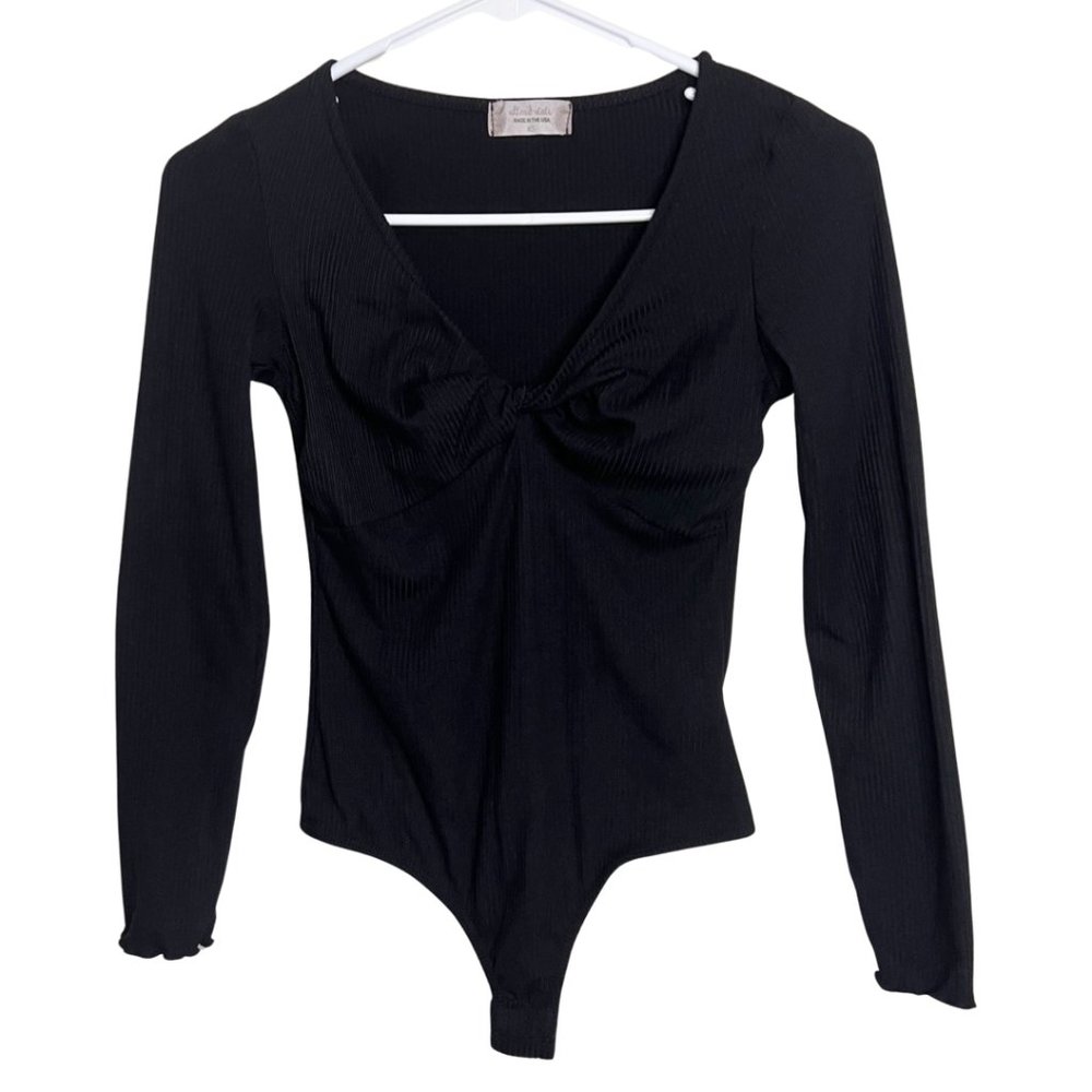 Altar'd State Ribbed Knit Twist Front Bodysuit